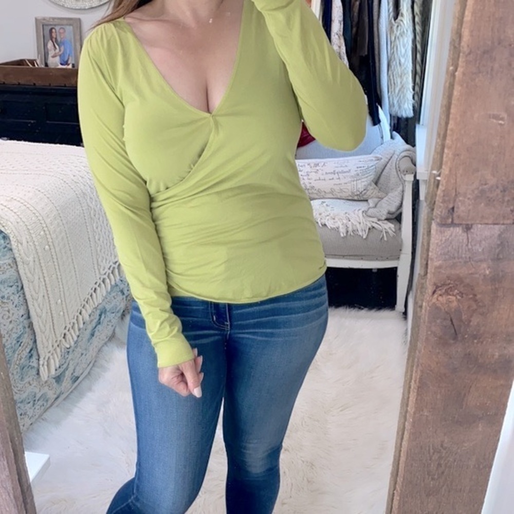 Garnet Hill green wrap top size xsmall